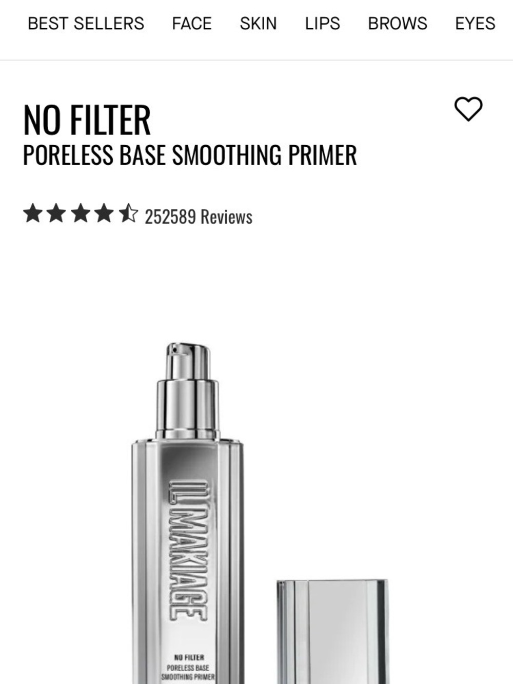 IL MAKIAGE No Filter Poreless Primer - Silver Metallic Bottle
